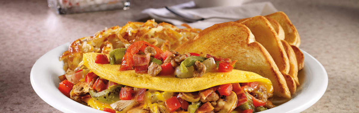 Omelet eggs and toast