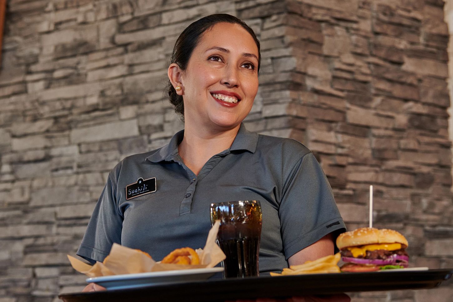 Female server with food