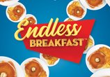 Endless breakfast with plates and the logo. 