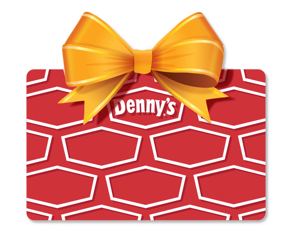 Red Denny's logo with a yellow bow