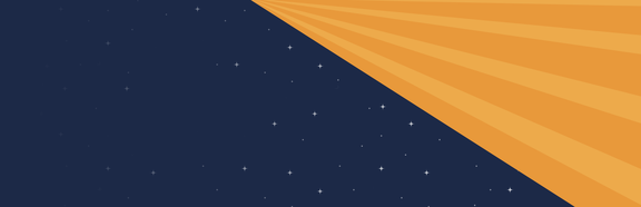 Blue background with stars and half yellow with sun rays
