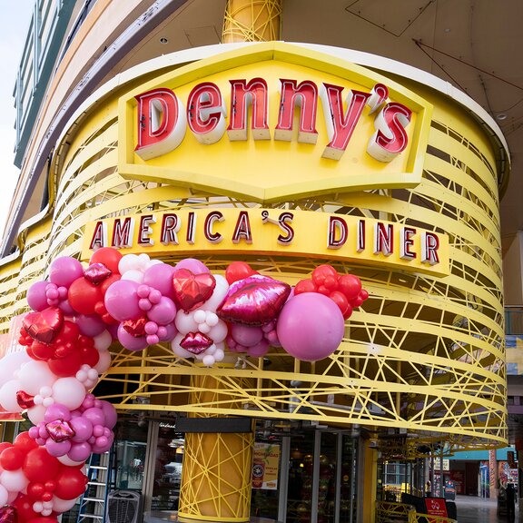 Denny's front signage on Fremont Street in Las Vegas