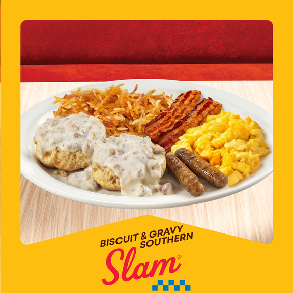 Slam sureño de biscuits con salsa gravy de Denny's