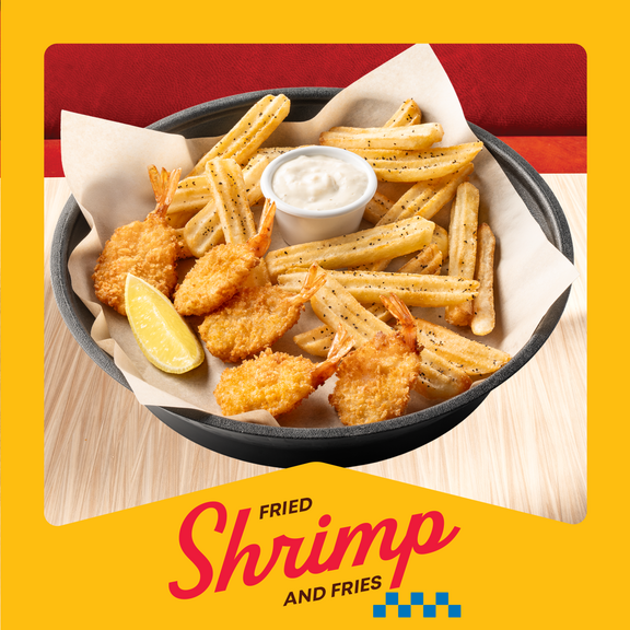 Langostinos y papas fritas de Denny's
