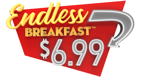 Endless Breakfast word mark, 6.99 call out